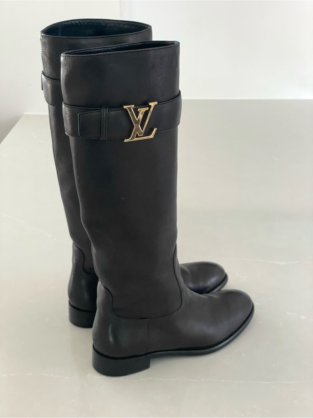 Louis Vuitton Héritage Riding Boots Black Leather LV Initiales Buckle